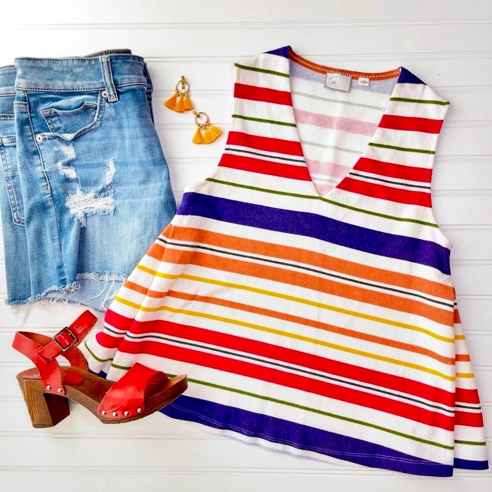 Postmark 9H15 Carnival Stripe Top | size S